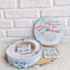 100 Adet Küçük Prens Model 2 İsme Özel Erkek Bebek Hoşgeldin Doğumgünü Hediyelik Çikolata