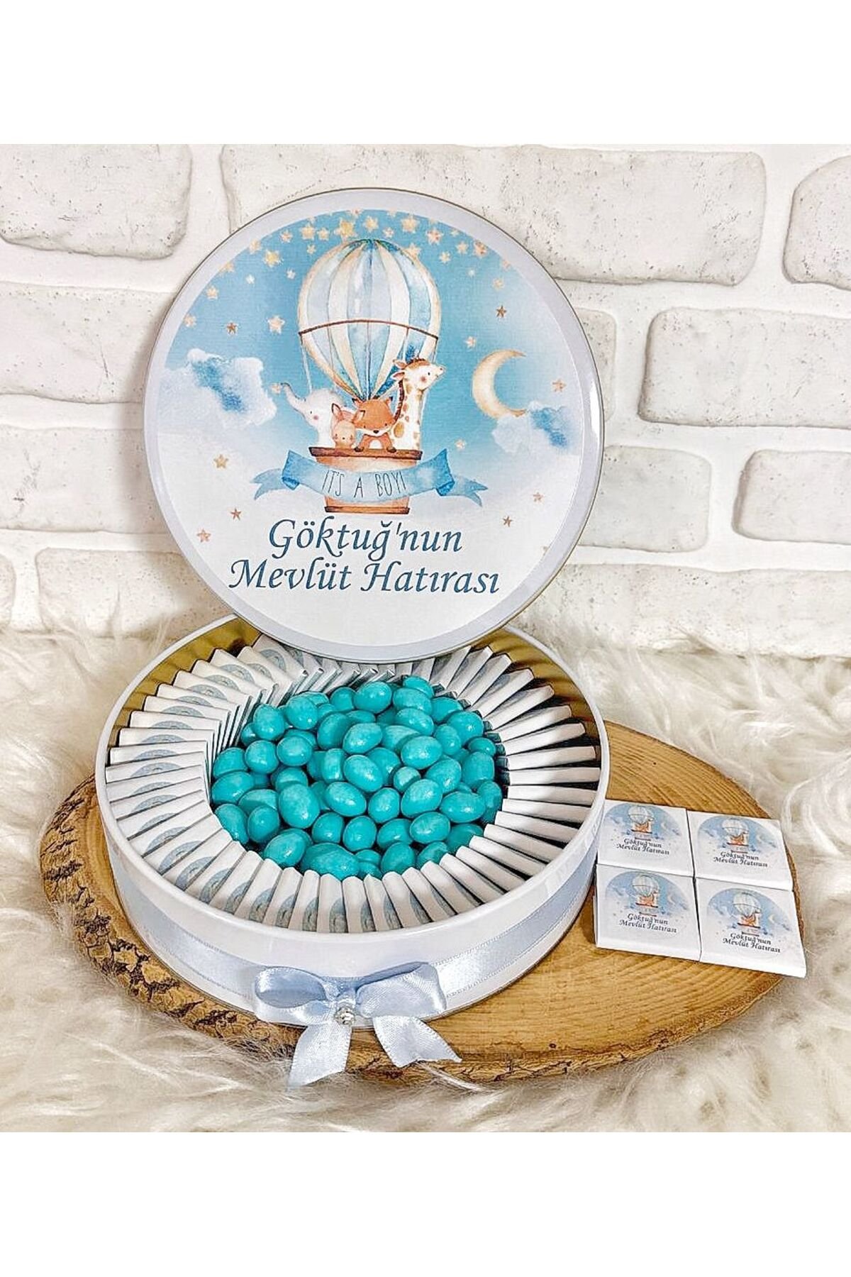 150 Adet+200 Gr Drajeli Safari Hayvanları Temalı İsme Özel Hoşgeldin-Mevlüt-Sünnet Bebek Çikolata - Görsel 2