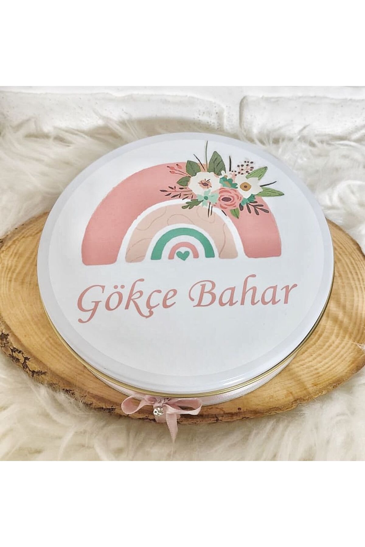 80 Adet+200 Gr Drajeli Çiçekli Gökkuşağı Temalı İsme Özel Kız Bebek Hoşgeldin Doğumgünü Hediyelik Çi - Görsel 4