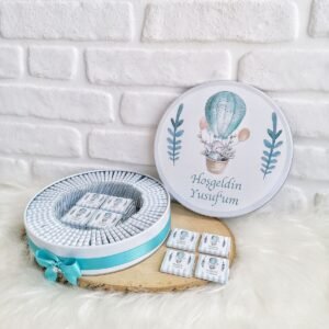 150 Adet Uçan Balon Fil Temalı İsme Özel Hoşgeldin Doğumgünü Erkek Bebek Hediyelik Çikolata