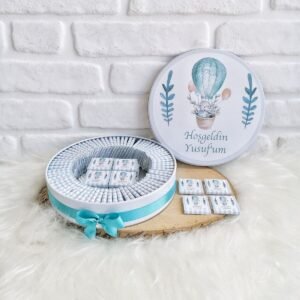150 Adet Uçan Balon Fil Temalı İsme Özel Hoşgeldin Doğumgünü Erkek Bebek Hediyelik Çikolata