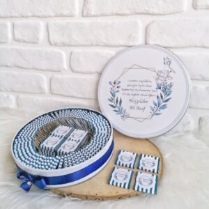 50 Adet Çiçekli Fil Temalı İsme Özel Erkek Bebek Hoşgeldin Doğumgünü Çikolata