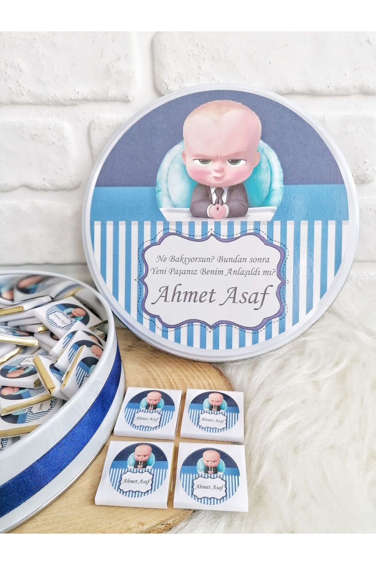 200 Adet Patron Bebek Model 2 İsme Özel Hoşgeldin Erkek Bebek Hediyelik Çikolata - Görsel 3