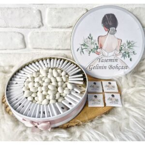 200 Adet+200 Gr Drajeli Gelin Temalı İsme Özel Gelin Bohçası-Söz-Nişan-Nikah Hediyelik Çikolata