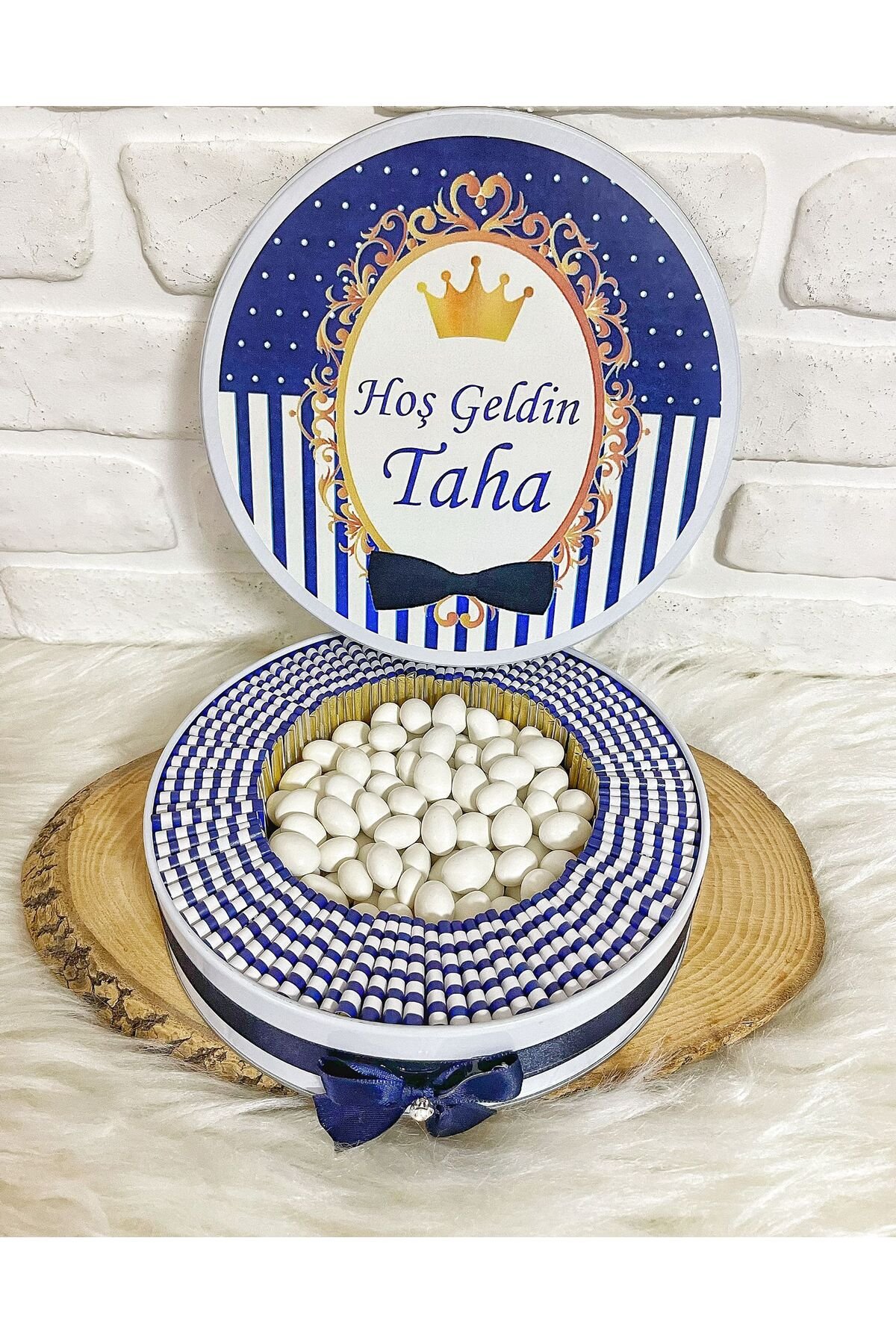 200 Adet + 200 Gr Drajeli Kral Tacı Temalı İsme Özel Hoşgeldin Erkek Bebek Hediyelik Çikolata - Görsel 4
